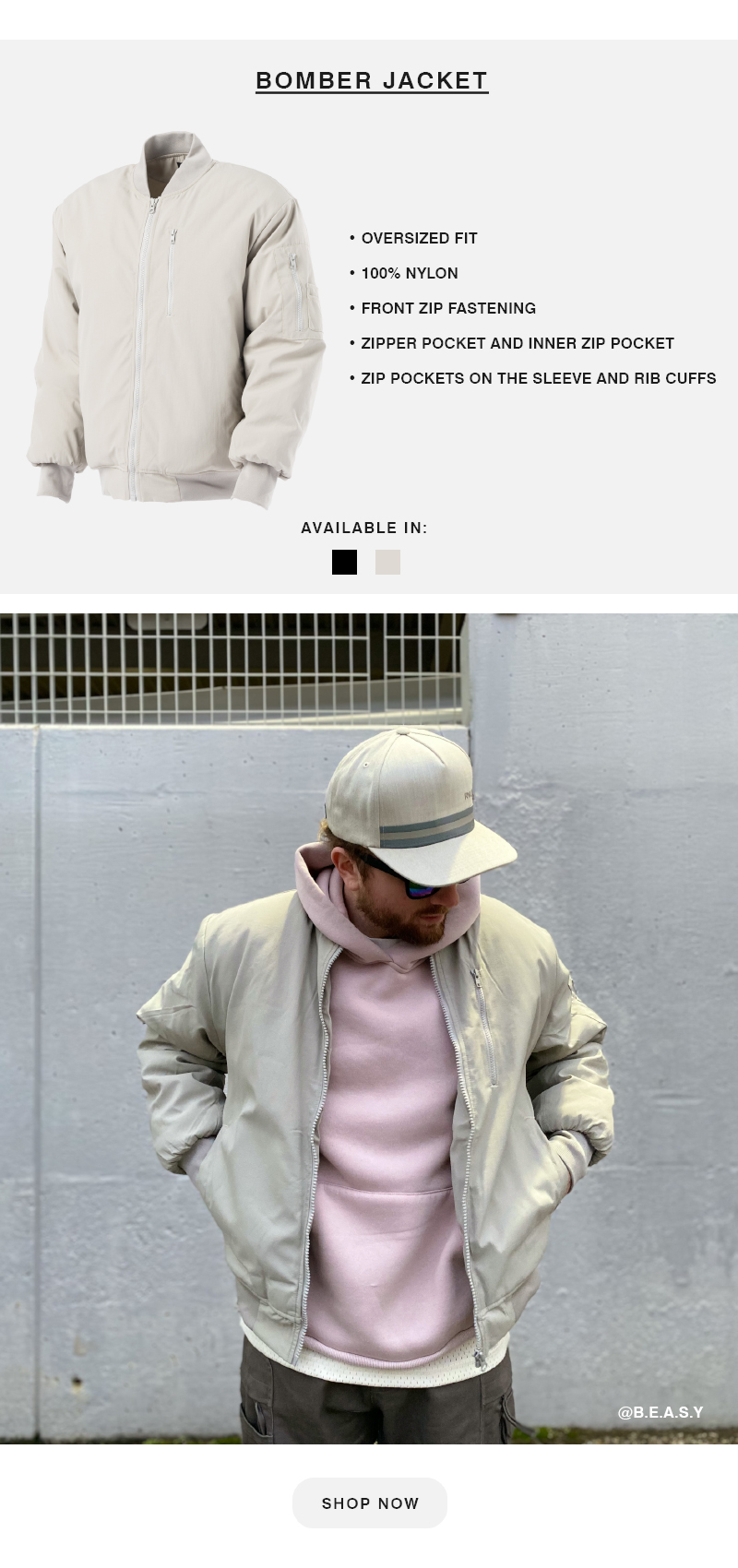 Cream Bomber Jacket