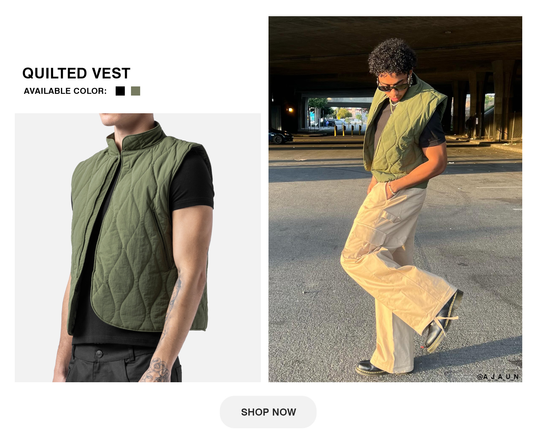 Quilted Vest Green