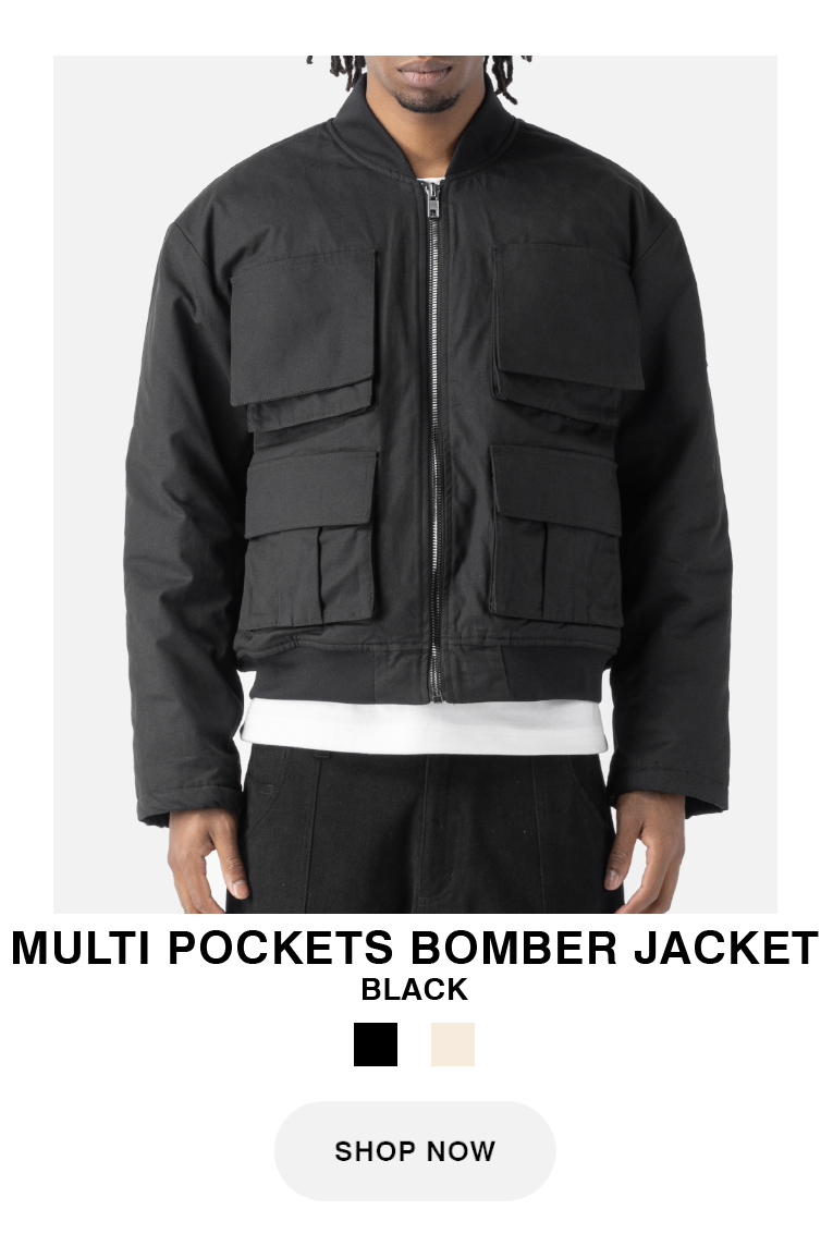 Multi Pockets Bomber Jacket Black