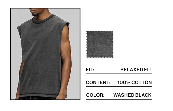 Sleeveless T-shirt Washed Black